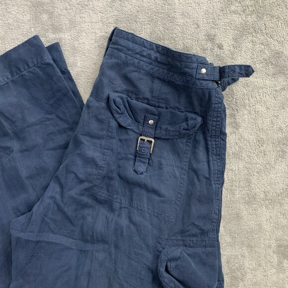 Polo Ralph Lauren Pants Mens 33x32” Blue Military Cargo Silk Linen Paratrooper - Picture 2 of 14